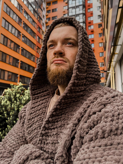 Goth Hooded Cardigan, Custom Viking Knit Sweate