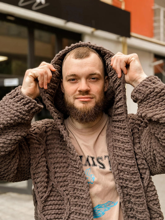 Goth Hooded Cardigan, Custom Viking Knit Sweate