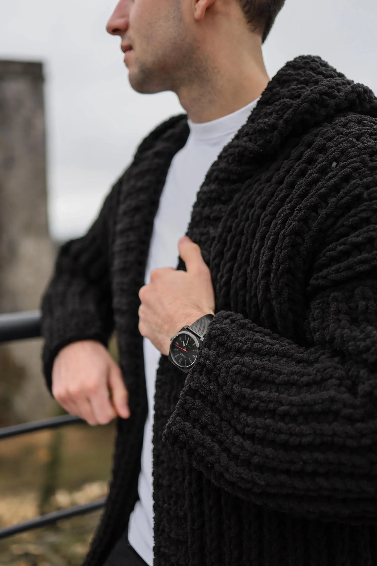 Goth Hooded Knit Cardigan, Custom Viking Sweater
