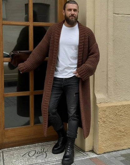 Men’s Long Chunky Knit Cardigan, Handmade Oversized Viking SweateR